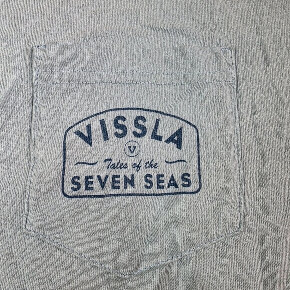 Vissla Tales of the Seven Seas Mens Size Large Blue Pocket T Shirt Casual Walk - Picture 4 of 9